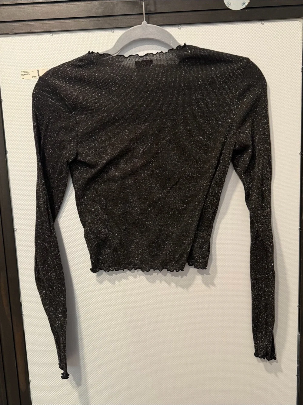 Aritzia Sunday Best Shimmery Semi Sheer Black Long Sleeve Top